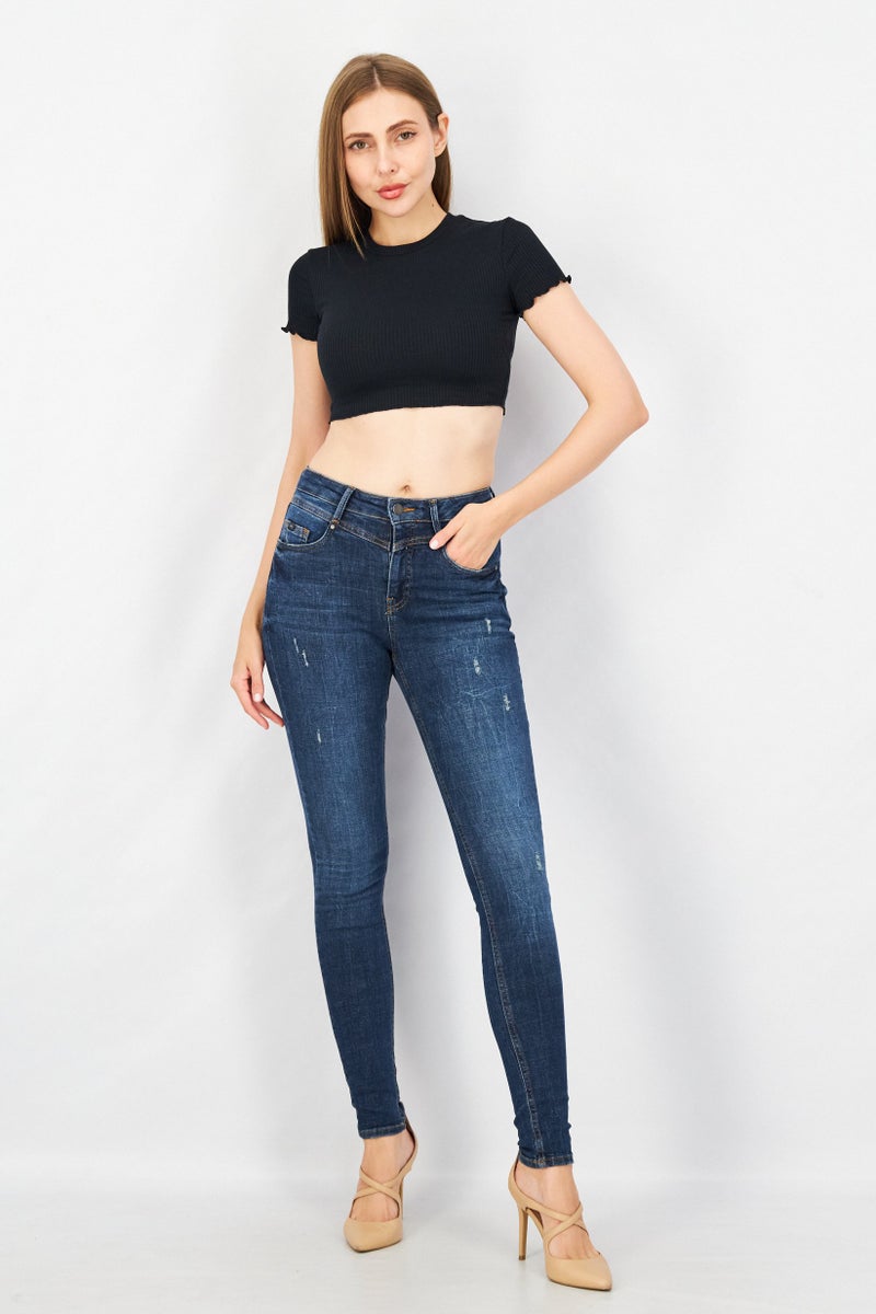 EDC جينز ضيق للنساء قابل للتمدد، لون كحلي - Image 2