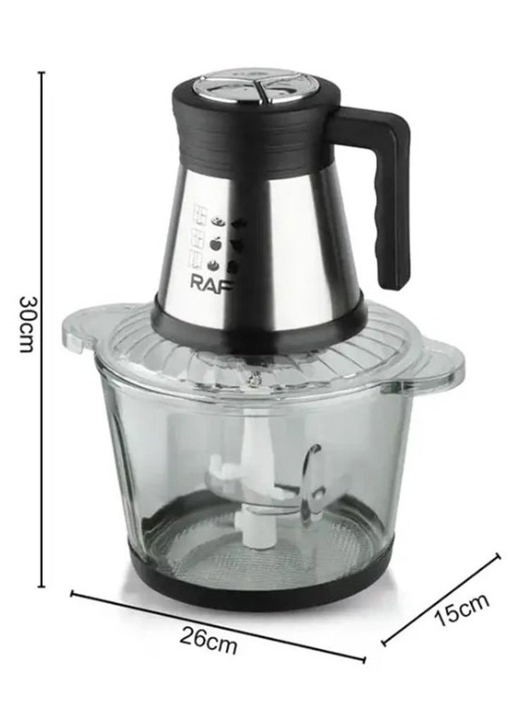 RAF - Powerful vegetable and meat grinder, contains a grinder, a quad blade, and a 3.0 liter glass bowl with a capacity of 800 watts, model R.7037 - Image 1