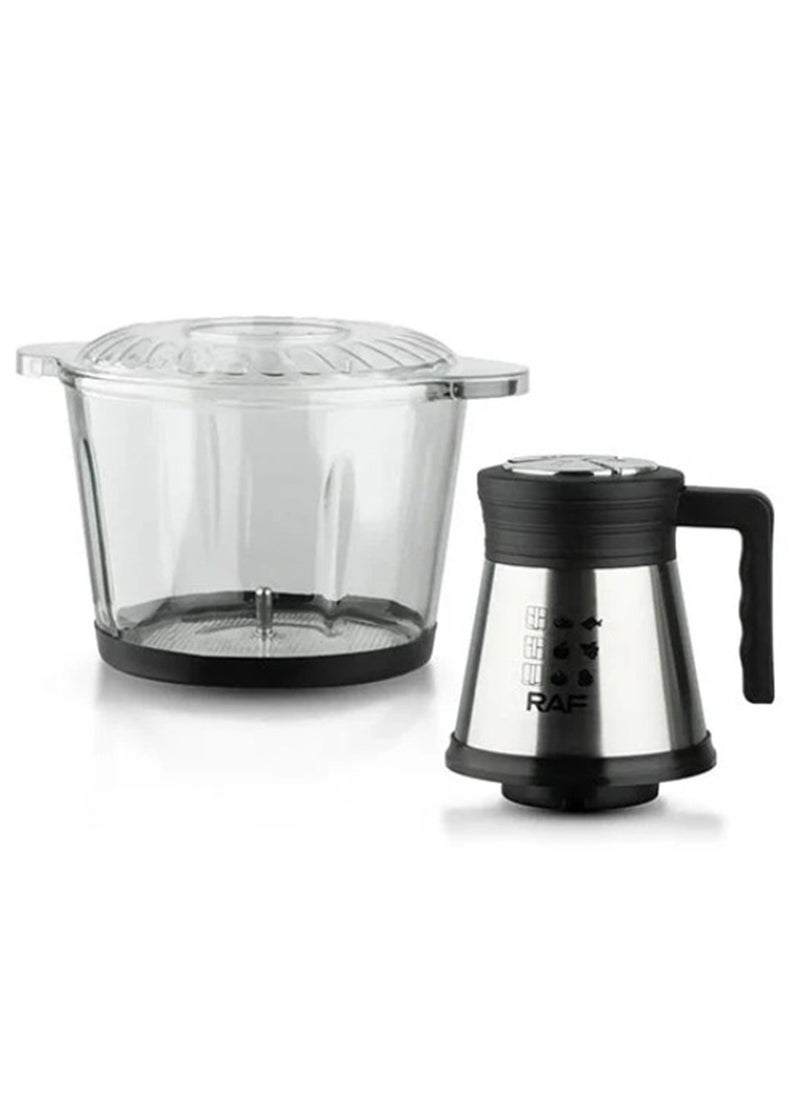 RAF - Powerful vegetable and meat grinder, contains a grinder, a quad blade, and a 3.0 liter glass bowl with a capacity of 800 watts, model R.7037 - Image 1
