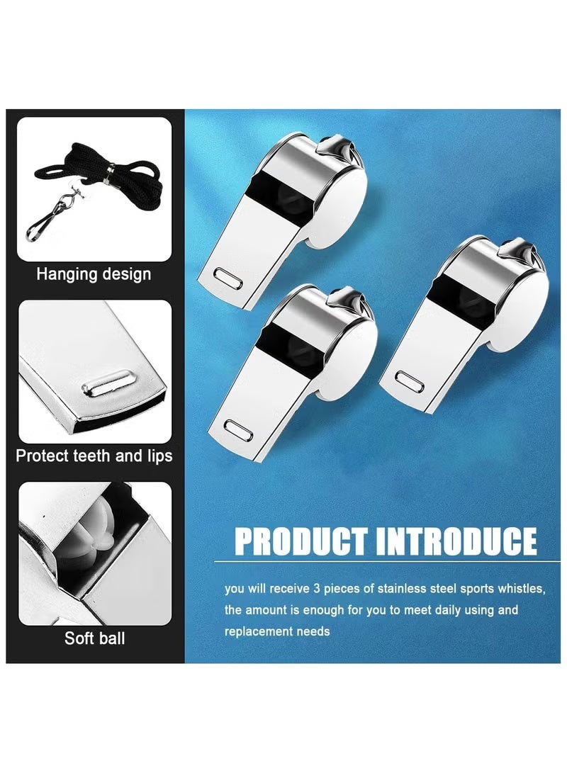 ZNARO 3 PCS Whistle, Stainless Steel Sports Whistle with Lanyard for Coaches, Referees, Emergency and Outdoor Sports (Silver) - Image 4