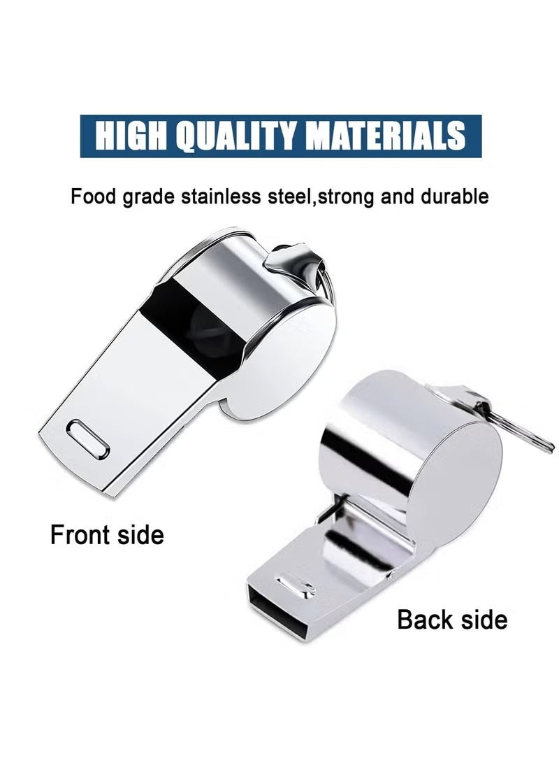 ZNARO 3 PCS Whistle, Stainless Steel Sports Whistle with Lanyard for Coaches, Referees, Emergency and Outdoor Sports (Silver) - Image 3