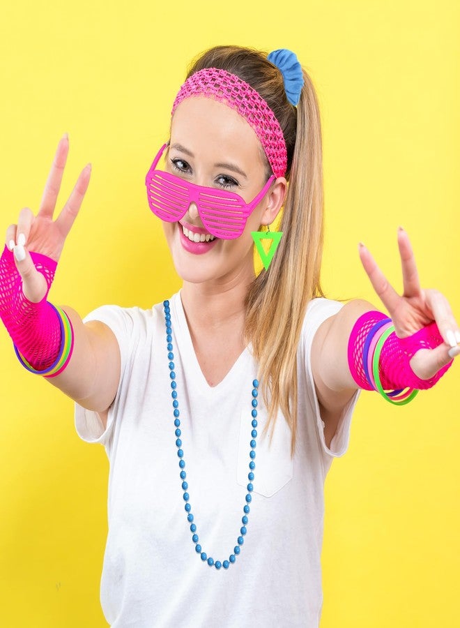 YAROMO 80s Neon Costume Set, 80s 90s Leg Warmers Yoga Headband Wristband Fanny Pack for Women, Multi, L - Image 2