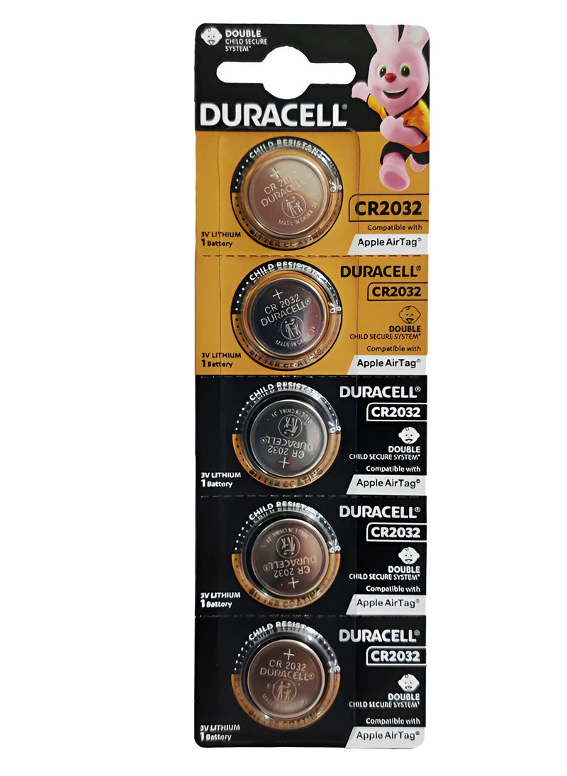 Duracell - 5 Pcs CR2032 Compatible with Apple Air Tag 3V Lithium Battery - Image 1