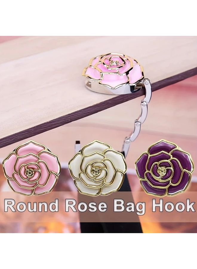 Pink Foldable Bag Hook With Anti Slip Rubber Backing For Tables Desks And Cafes - Image 2