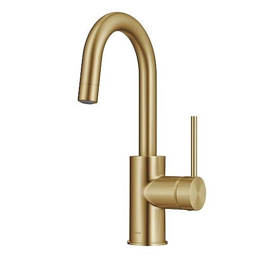 KRAUS Oletto Single Handle Kitchen Bar Faucet with QuickDock Top Mount Assembly in Brushed Brass KPF2600BB