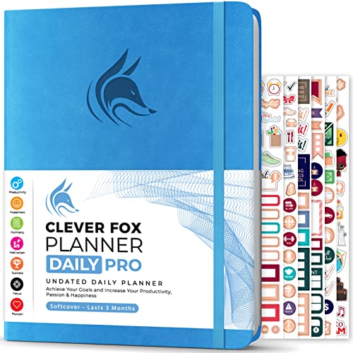 Clever Fox Planner Daily PRO - 8.5 x 11" A4 Size Daily Life Planner and Gratitude Journal to Increase Productivity, Time Management and Hit Your Goals - Undated - Lasts 3 Months (Blue) - Image 1