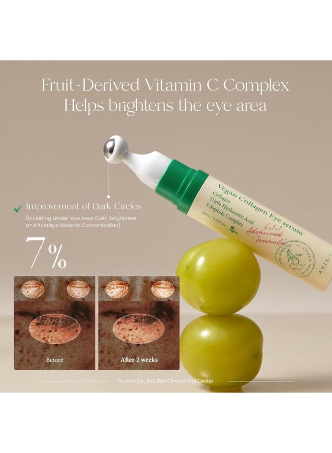 AXIS-Y Vegan Collagen Eye Serum with Triple Hyaluronic Acid & 5-Peptide Complex | Wrinkle Care, Fine Line Reduction, Brightening | Vegan & Cruelty-Free Korean Skin Care | 10ml / 0.33 fl. oz. - Image 2