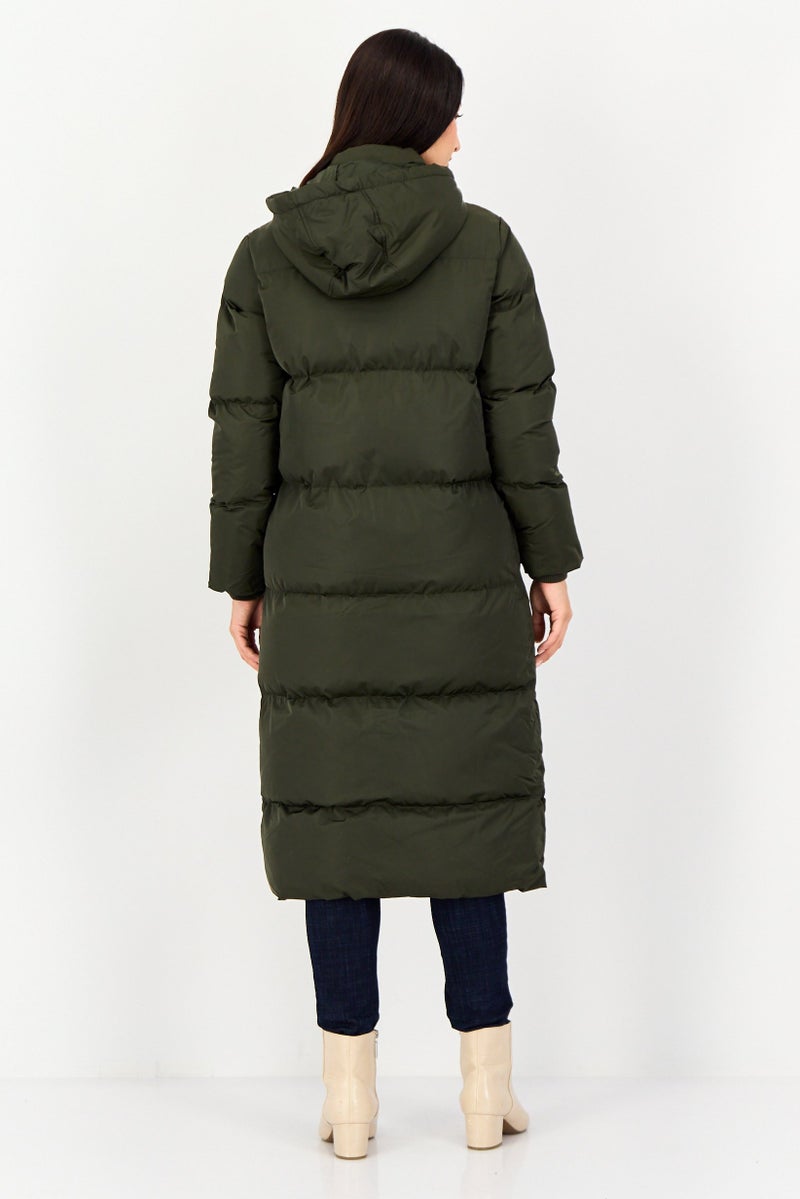 French Connection جاكيت باركا مبطن للنساء مع غطاء رأس، أخضر عسكري - Image 3