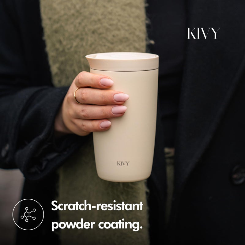 KIVY Travel Coffee Mug Tumbler [24h Cold | 6h Hot] Insulated Coffee Tumbler Stainless Steel - Leak Proof Coffee Travel Mug - 12oz Insulated cup to go for hot & cold drinks - Cups for Women & Men - Image 3