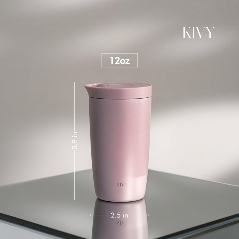 KIVY Travel Coffee Mug Tumbler [24h Cold | 6h Hot] Insulated Coffee Tumbler Stainless Steel - Leak Proof Coffee Travel Mug - 12oz Insulated cup to go for hot & cold drinks - Cups for Women & Men - Image 2