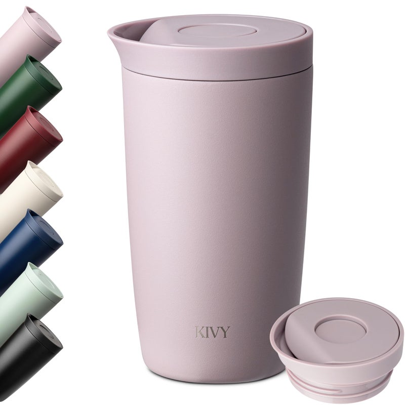 KIVY Travel Coffee Mug Tumbler [24h Cold | 6h Hot] Insulated Coffee Tumbler Stainless Steel - Leak Proof Coffee Travel Mug - 12oz Insulated cup to go for hot & cold drinks - Cups for Women & Men - Image 1