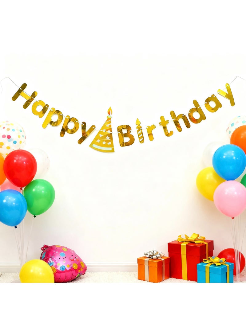 Happy Birthday Banner Pull Flag Letter Banner Suitable for Adults and Children's Birthday Parties (Gold) - Image 2