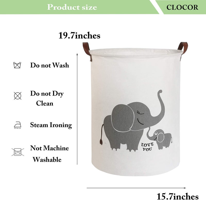 CLOCOR Collapsible Round Storage Bin/Large Storage Basket/Clothes Laundry Hamper/Toy Storage Bin (Love Elephant) - Image 5