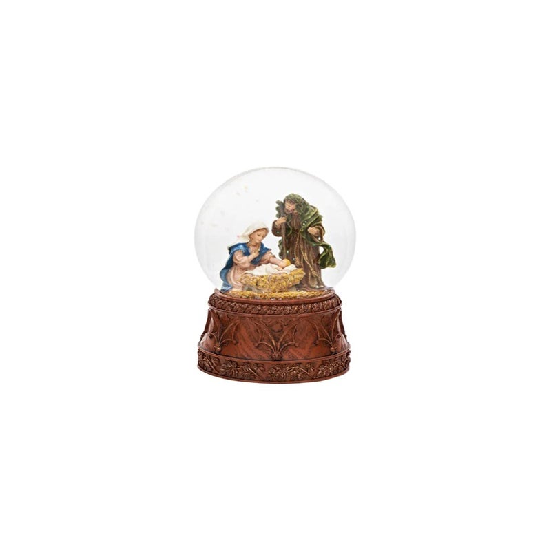 Roman Christmas Nativity 120MM Musical Snow Globe Glitterdome with Carved Wood Base - Plays Tune O'Holy Night - Image 4