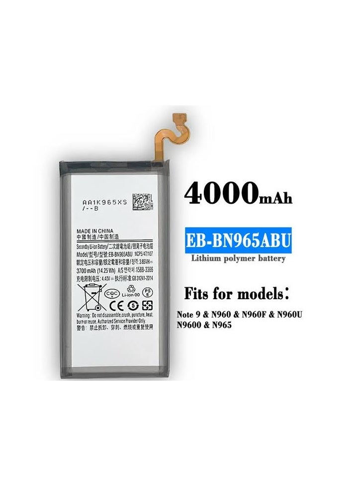 Generic For Samsung Galaxy Note 9 N960 SM-N960U1 EB-BN965ABU Battery Replacement 4000mAh 