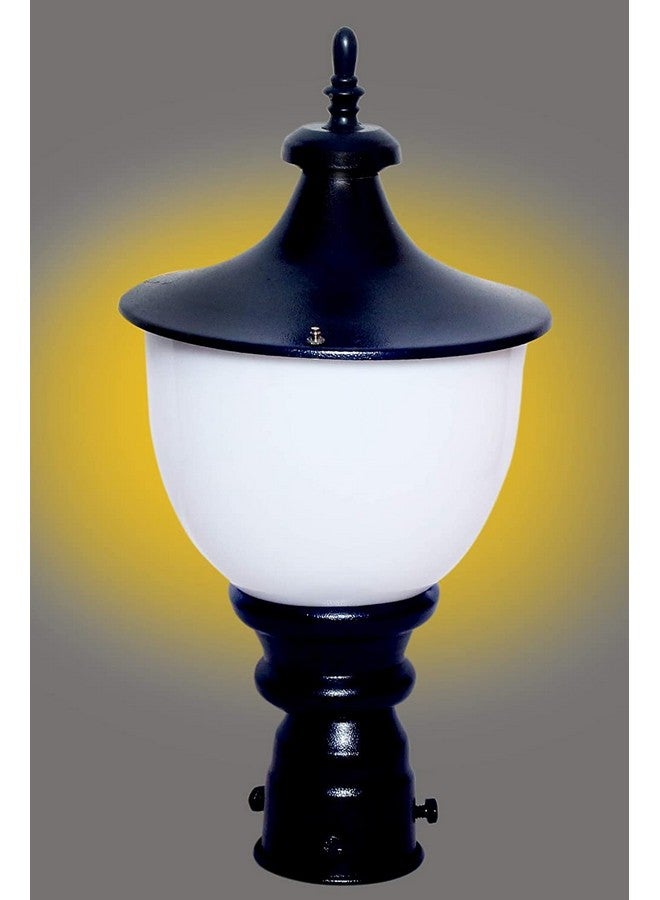 kinis Modern Shape Pole Lamp/Gate Light/Outdoor Lamp/Outdoor Light/Pillar Light for Outdoor Home, Round Design, Black and Milky, Pack of 1 - Image 1