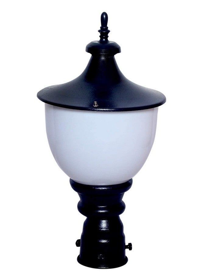 kinis Modern Shape Pole Lamp/Gate Light/Outdoor Lamp/Outdoor Light/Pillar Light for Outdoor Home, Round Design, Black and Milky, Pack of 1 - Image 3
