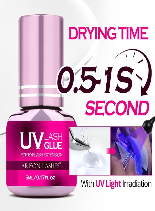 ARISON LASHES UV Eyelash Extension Glue 1Sec Dry Waterproof Strong Bond for Eyelash Extensions -Ultra Violet Lash Gel Glue for Professional Use Only(Black-5ML) - Image 2