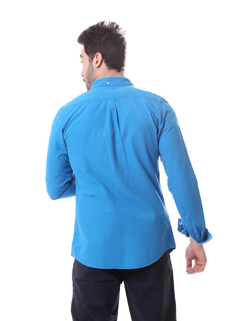 Andora Long Sleeves Buttoned Shirt with Chest Pocket - Cerulean Blue - Image 4