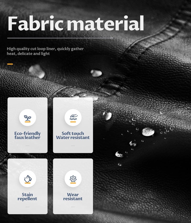 CREATMO US Men's Faux Leather Motorcycle Jacket with Removable Hood - Black Light, Large - Image 5