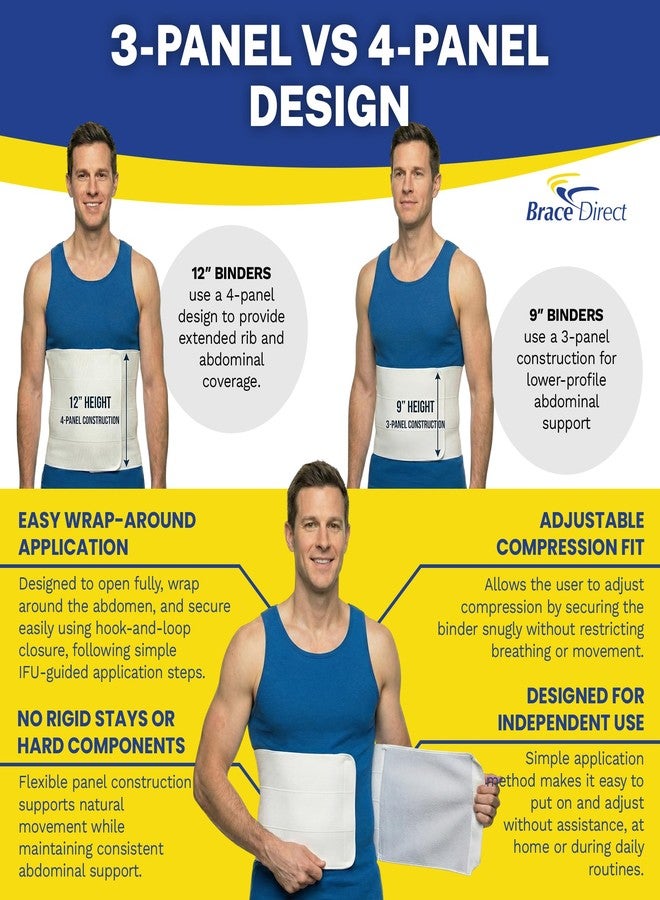 براس دايركت حزام البطن Brace Direct Breg مقاس 9 بوصات و12 بوصة A4467 - ضغط قابل للتعديل لإصابات الأضلاع والبطن، ودعم ما بعد الجراحة - Breg - Image 5