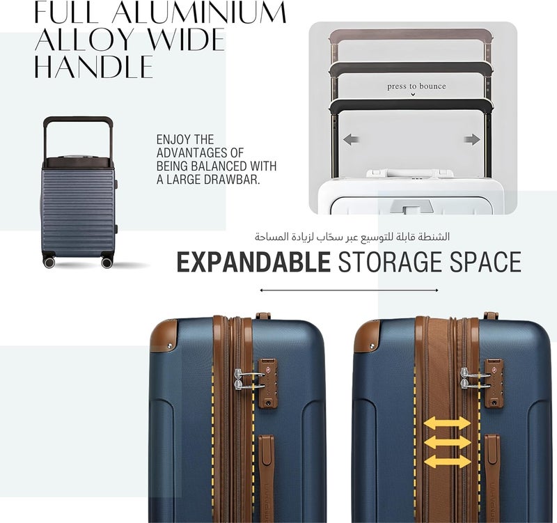 TEREPLUS® Luggage Set 20/24-inch Carry-On & Check In with Front Open Laptop Pocket, USB Port & Expandable - Image 3