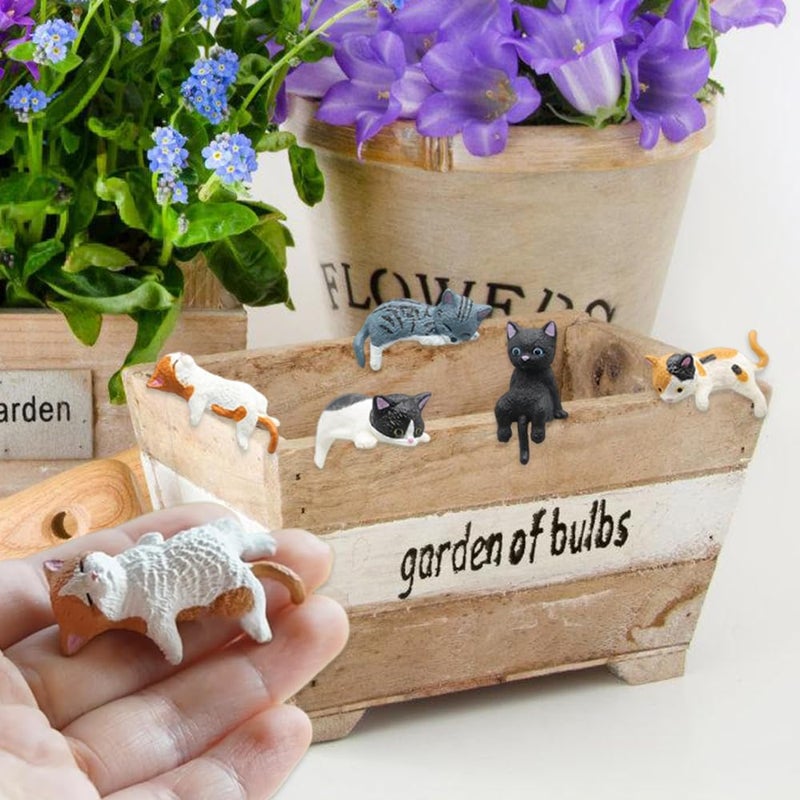 OULIGET Miniature Cute Cat Figurines,Mini Pet Fairy Garden Bonsai Decorations,Funny Micro Landscape Ornaments for Outdoor Garden Lawn Pot Car Dash Decor,5 Pieces - Image 2