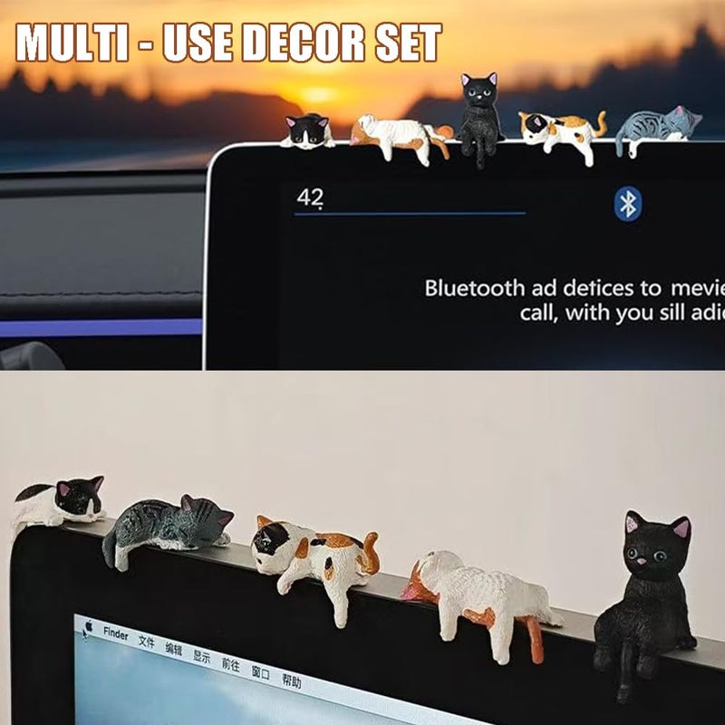 OULIGET Miniature Cute Cat Figurines,Mini Pet Fairy Garden Bonsai Decorations,Funny Micro Landscape Ornaments for Outdoor Garden Lawn Pot Car Dash Decor,5 Pieces - Image 4