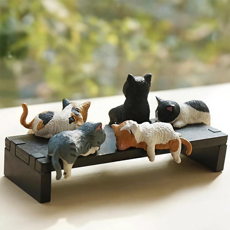 OULIGET Miniature Cute Cat Figurines,Mini Pet Fairy Garden Bonsai Decorations,Funny Micro Landscape Ornaments for Outdoor Garden Lawn Pot Car Dash Decor,5 Pieces - Image 5