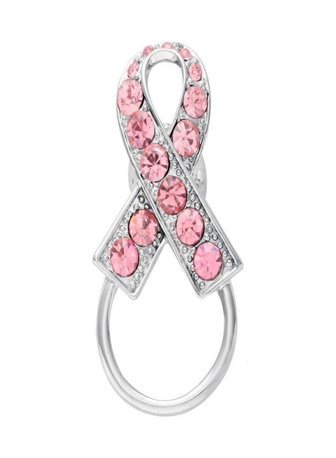 NOUMANDA Pink Crystal Ribbon Breast Cancer Awareness Magnetic Eyeglass Holder - Image 1