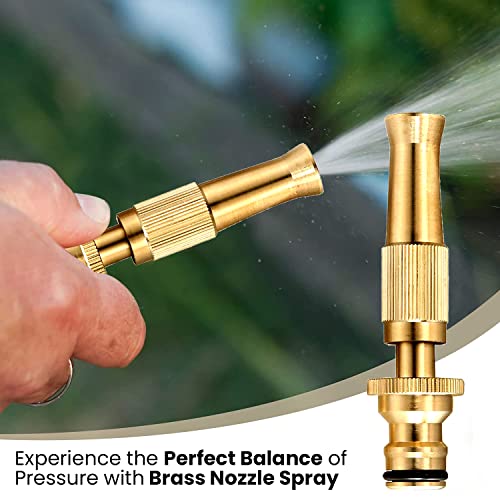 Oriley Pure Brass Water Spray Gun Nozzle Heavy Duty Suitable for 1/2" Hose Pipe Jet Adjustable Pressure Washer for Car Gardening Pets Plants Washing Baby Bath Garden Toys (Brass, Removable Connector) - Image 5