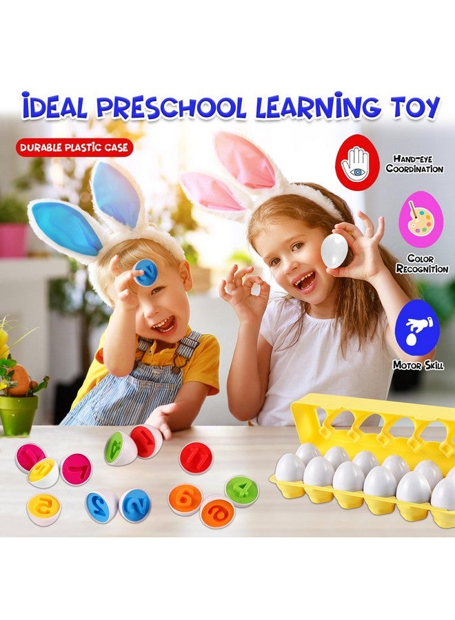LOOIKOOS Matching Eggs for Toddlers-12PCS Preschool Educational Learning Color & Number Recognition Sorting Skills,Easter Gifts Basket Stuffers - Image 4