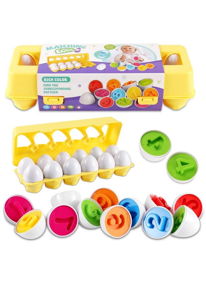 LOOIKOOS Matching Eggs for Toddlers-12PCS Preschool Educational Learning Color & Number Recognition Sorting Skills,Easter Gifts Basket Stuffers - Image 1