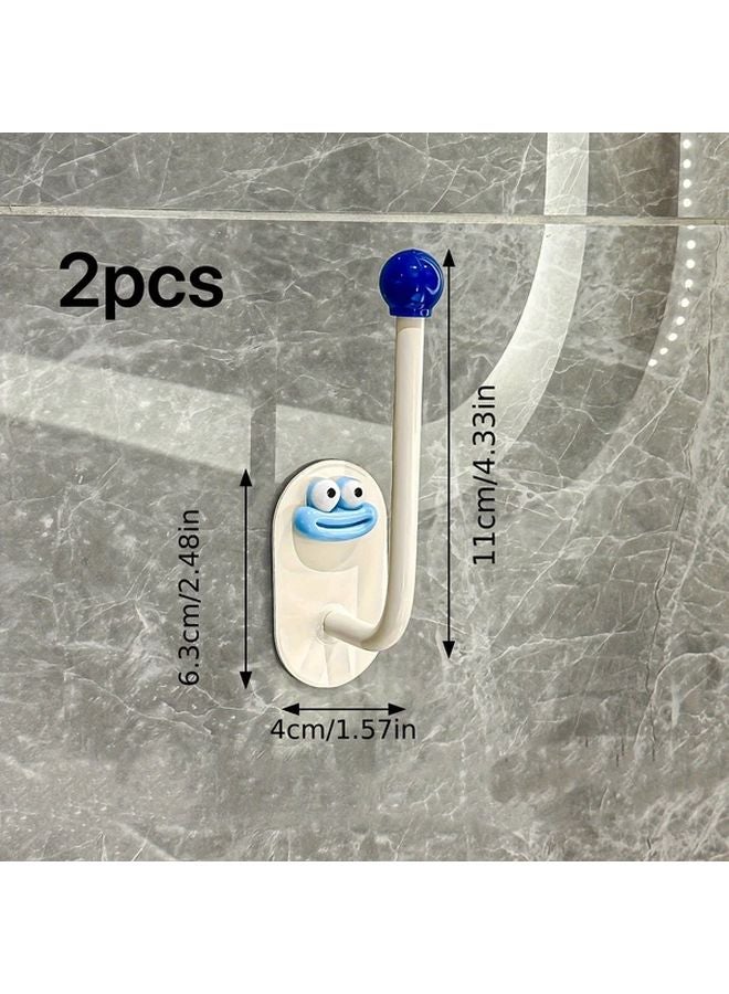قطعتان خطاف أزرق متعدد الاستخدامات مثبت على الحائط منظف قابل للتعديل لاصق - Image 1