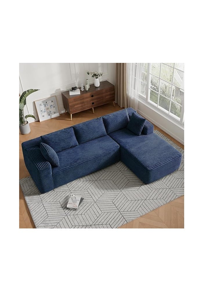 Aroma Homes Kokkins Furniture Modular Sofa with Chaise Lounge, Deep Seat Flannel Couch, Modern L-Shape Comfy Sofa for Living Room, Apartment & Lounge Area (Blue, Left Chaise) - Image 1