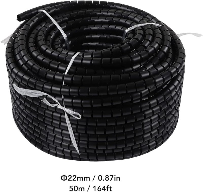 غلاف سلك واقي 22 مم 50 متر غطاء كابل أسود قابل للقطع لسلك طاقة الكمبيوتر - Image 3