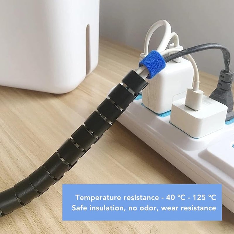 غلاف سلك واقي 22 مم 50 متر غطاء كابل أسود قابل للقطع لسلك طاقة الكمبيوتر - Image 5