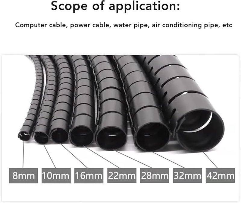 غلاف سلك واقي 22 مم 50 متر غطاء كابل أسود قابل للقطع لسلك طاقة الكمبيوتر - Image 4