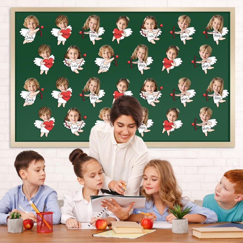 Lonfliness 60pcs Valentine's Day Cupid Cutouts Happy Valentine Classroom Bulletin Board Decoration Cupid Photo DIY Craft Cutouts Valentines Day Decorations for Home School Office Wall Door Party Supplies - Image 5