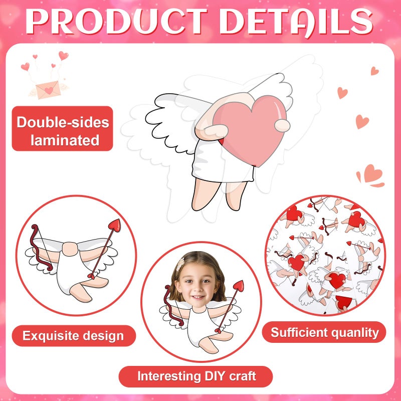 Lonfliness 60pcs Valentine's Day Cupid Cutouts Happy Valentine Classroom Bulletin Board Decoration Cupid Photo DIY Craft Cutouts Valentines Day Decorations for Home School Office Wall Door Party Supplies - Image 3
