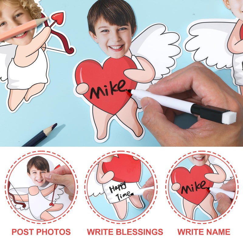 Lonfliness 60pcs Valentine's Day Cupid Cutouts Happy Valentine Classroom Bulletin Board Decoration Cupid Photo DIY Craft Cutouts Valentines Day Decorations for Home School Office Wall Door Party Supplies - Image 4
