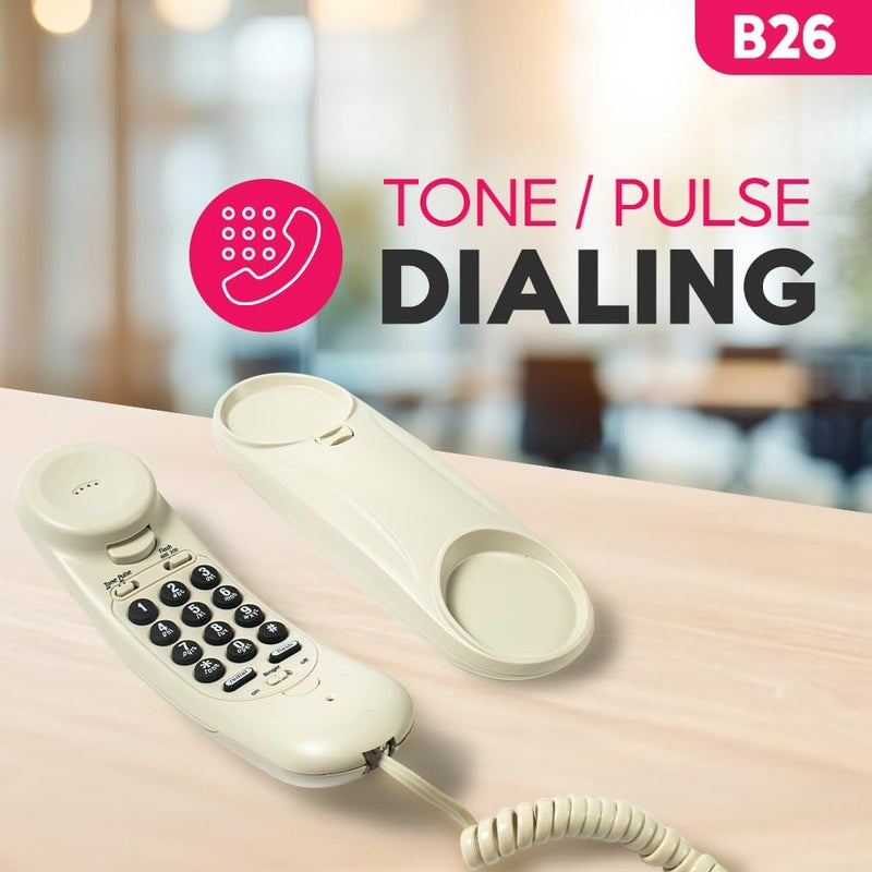 Beetel هاتف أرضي نحيف بدون سلك B26، تحكم في حجم الرنين، مؤشر حلقة LED، قابل للتثبيت على الحائط/المكتب، تصميم كلاسيكي، جودة مكالمة واضحة، وظيفة كتم/توقف/فلاش/إعادة الاتصال (صنع في الهند)(رمادي دافئ)(B26) - Image 4