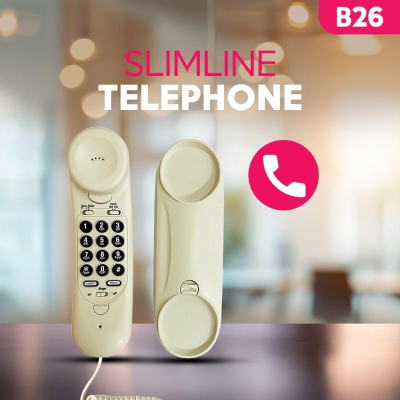 Beetel هاتف أرضي نحيف بدون سلك B26، تحكم في حجم الرنين، مؤشر حلقة LED، قابل للتثبيت على الحائط/المكتب، تصميم كلاسيكي، جودة مكالمة واضحة، وظيفة كتم/توقف/فلاش/إعادة الاتصال (صنع في الهند)(رمادي دافئ)(B26) - Image 3