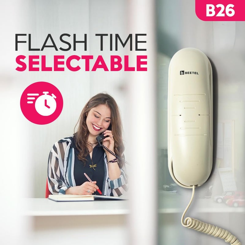 Beetel هاتف أرضي نحيف بدون سلك B26، تحكم في حجم الرنين، مؤشر حلقة LED، قابل للتثبيت على الحائط/المكتب، تصميم كلاسيكي، جودة مكالمة واضحة، وظيفة كتم/توقف/فلاش/إعادة الاتصال (صنع في الهند)(رمادي دافئ)(B26) - Image 5