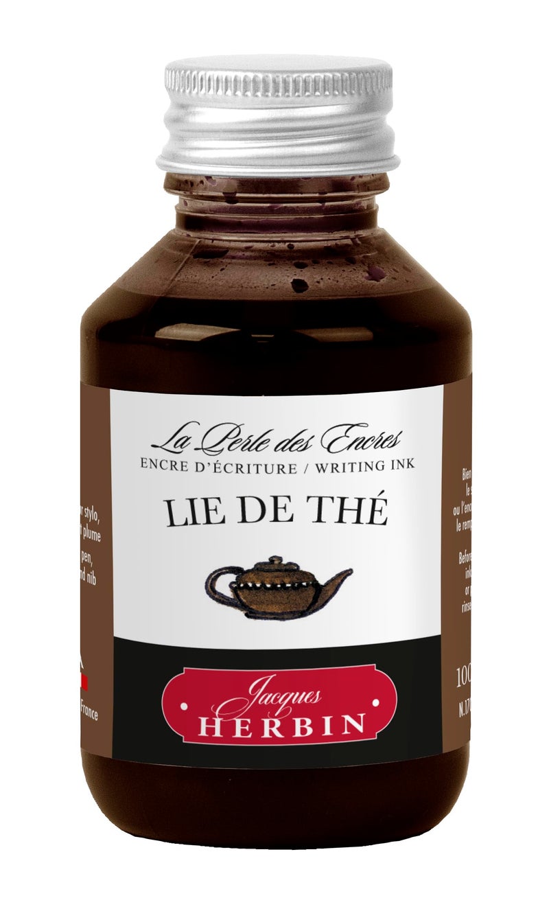 Jacques Herbin Fountain Pen Ink, 100 ml Bottle, Lie De Thé (Tea Brown)