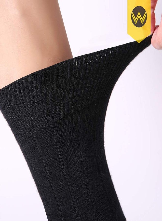 WANDER Classic Ribbed Dress Socks 8 pairs Men's Cotton Solid Premium Socks Seamless Soft (8black, Shoe Size:7-12) - Image 4
