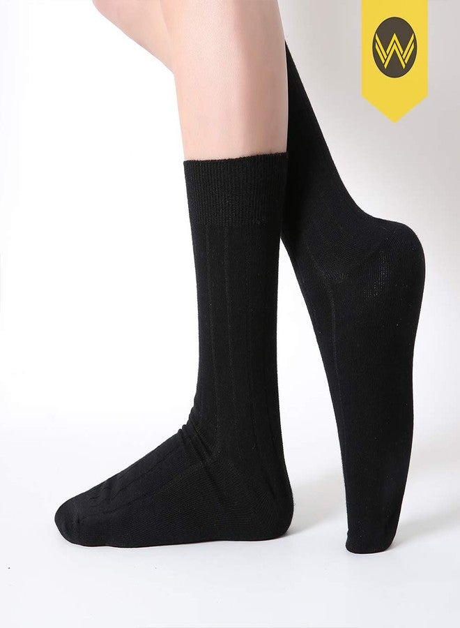 WANDER Classic Ribbed Dress Socks 8 pairs Men's Cotton Solid Premium Socks Seamless Soft (8black, Shoe Size:7-12) - Image 5