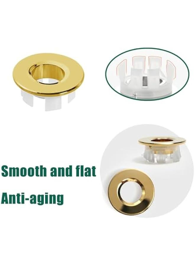 2 Pieces Brushed Nickel Sink Overflow Ring Insert Round Trim Cap Brass Bathroom Vanity Cover Kitchen Accessories for Home(Gold)  - Image 3