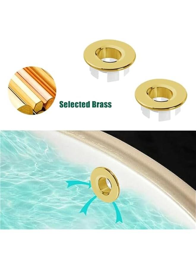 2 Pieces Brushed Nickel Sink Overflow Ring Insert Round Trim Cap Brass Bathroom Vanity Cover Kitchen Accessories for Home(Gold)  - Image 4