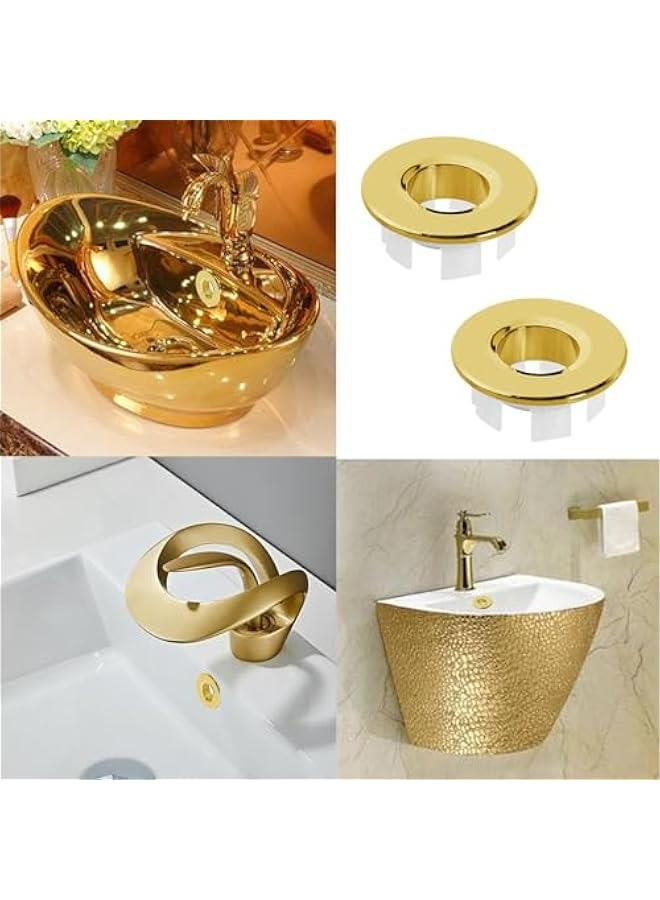 2 Pieces Brushed Nickel Sink Overflow Ring Insert Round Trim Cap Brass Bathroom Vanity Cover Kitchen Accessories for Home(Gold)  - Image 5